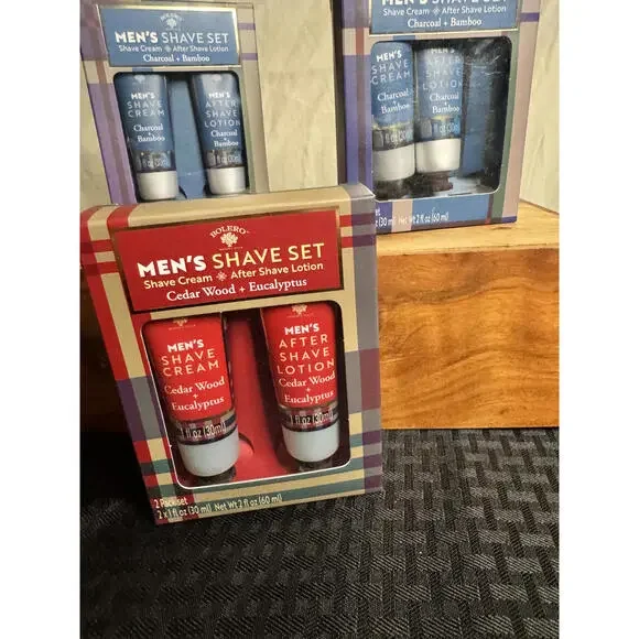 Men's Shave Set Cedar‎ Wood & Eucalyptus 2 Pack 1 fl oz Shave Cream After Shave - Picture 2 of 6